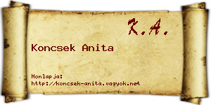 Koncsek Anita névjegykártya