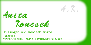 anita koncsek business card